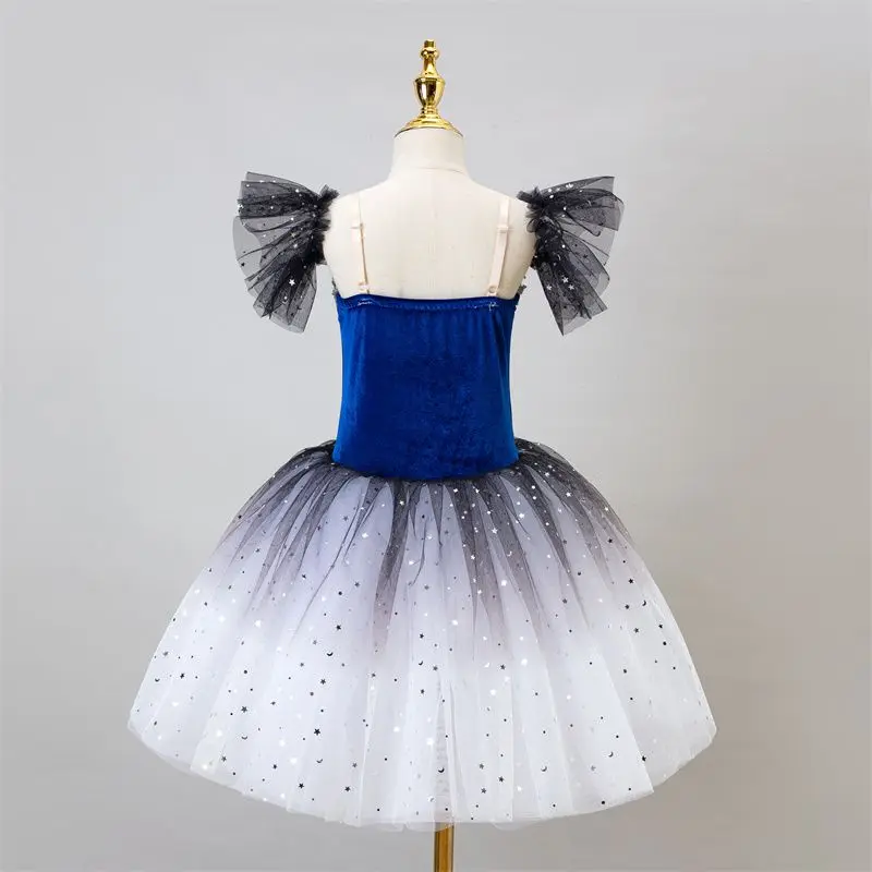 New Children Ballet Dress Royal Green Romantic Tutu Dance Dress For Girls Kids Leotard Ballerina Group Performance Ballet Wear