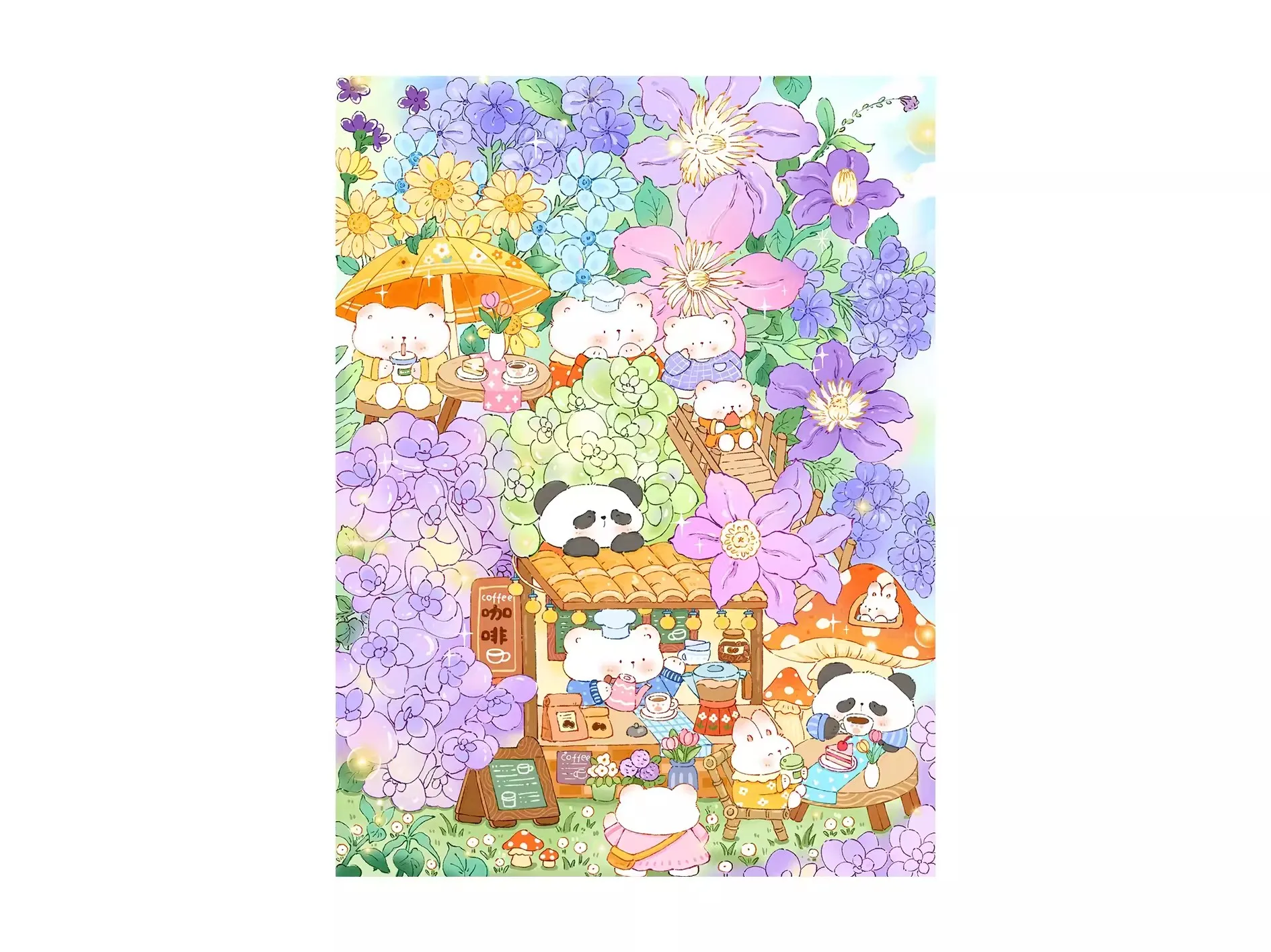 

9ct 75X100cm Flower Blossom Coffee Cartoon Pre-Printed Cross Stitch DIY Embroidery Set Handmade Handicraft Floss Needle Crafts