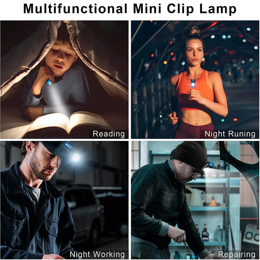 COB Keychain Lights Mini LED Flashlight USB Rechargeable Camping Fishing Light with Hook Waterproof Work Lamp 6 Modes Torch