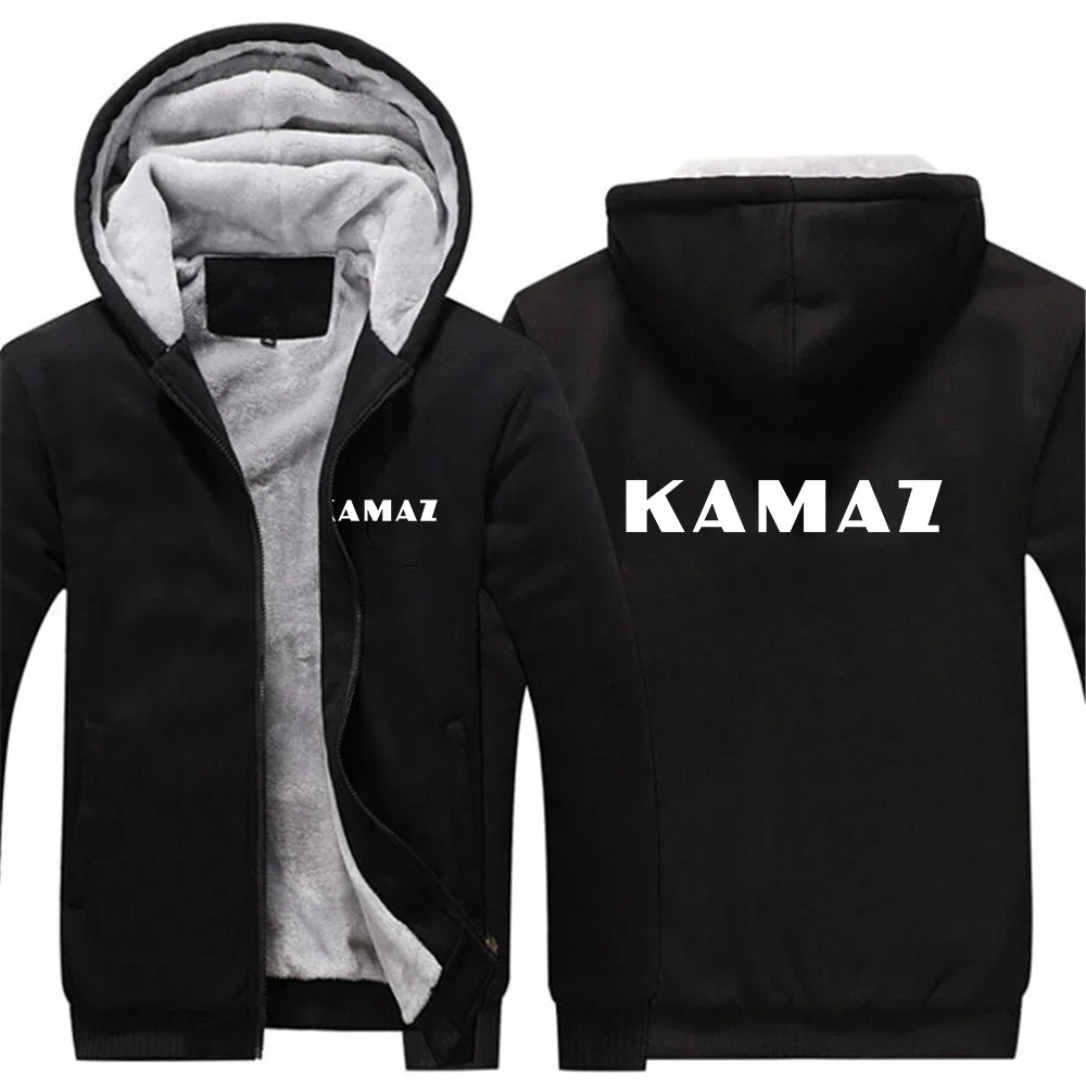 2024 KAMAZ TRUCK Logo Print Popular Cold Prevention Warm Hooded Coat Autumn Winter Men's Personality Patchwork Thickened Hoodies