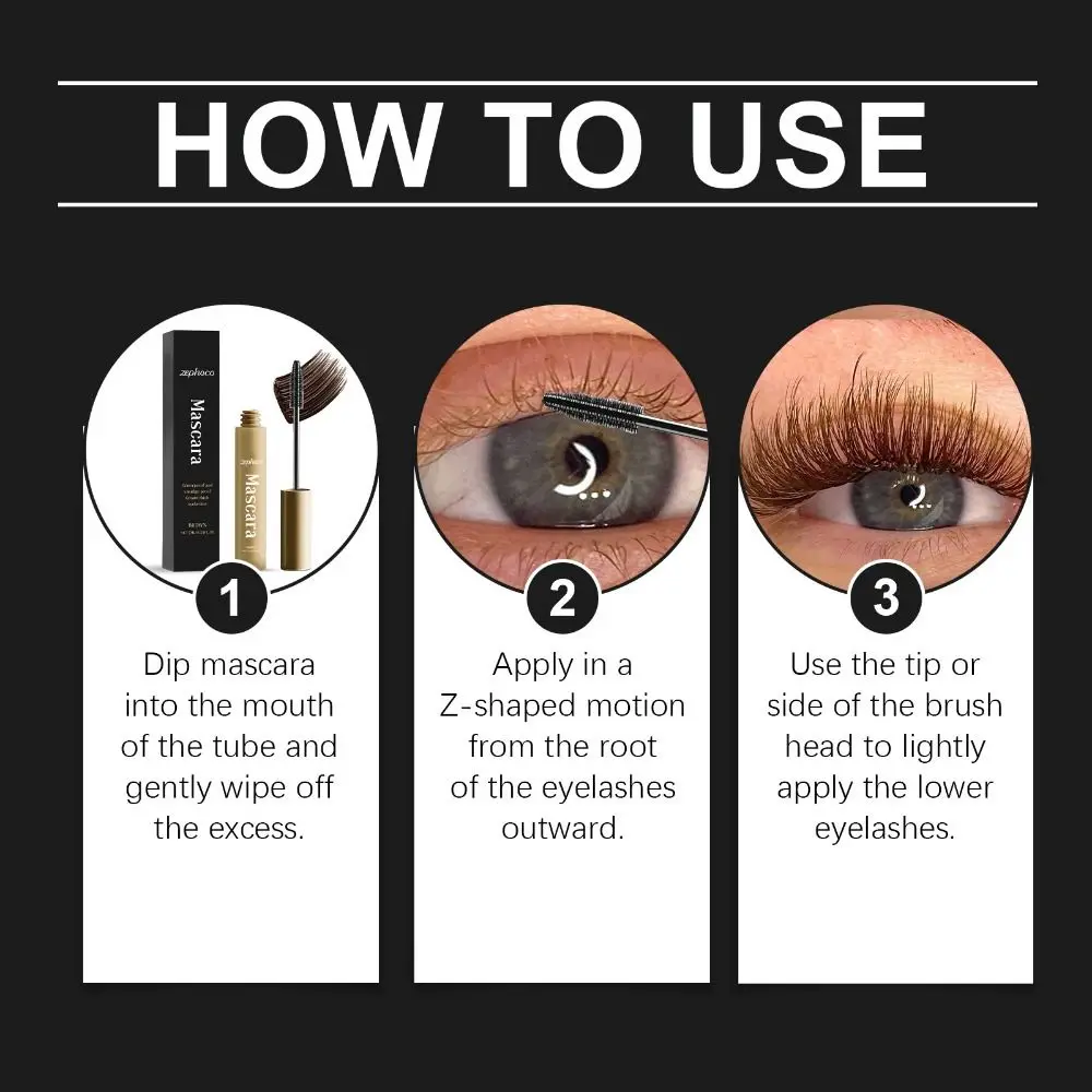 Nieuwe niet-vlekkerige bruine mascara Transpiratie Dikke lange mascara's Waterdichte gekrulde instant mascara voor oudere vrouwen