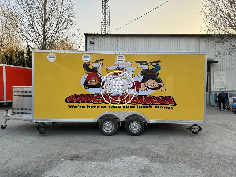 Sepenuhnya peralatan truk makanan ukuran disesuaikan Logo penjualan makanan ringan kopi kios jalan kereta gandeng makanan