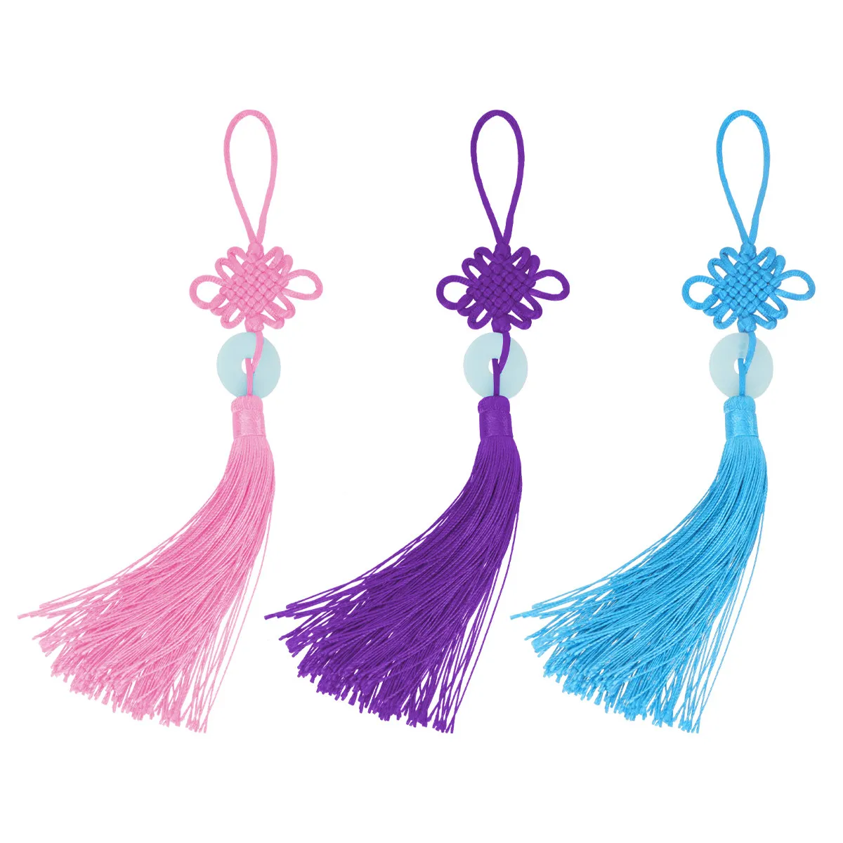 5Pcs Elegant Jade Peace Buckle with Chinese Knot Hanging Car Decor Automotive Interior Ornament Brightening Mood Gift for Family