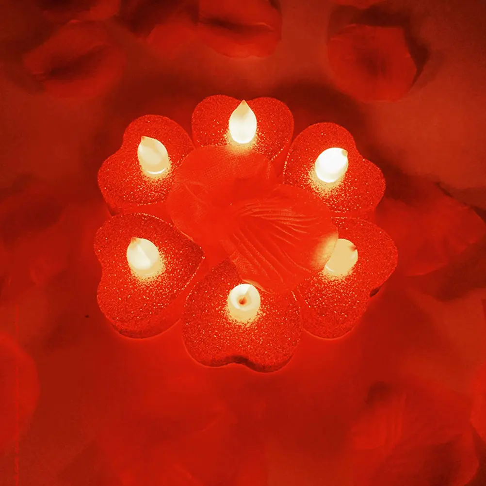 24Pcs LED Heart Shaped Lamps Flameless Electric Romantic Decorative Battery Operated Safe Small Desk Lights