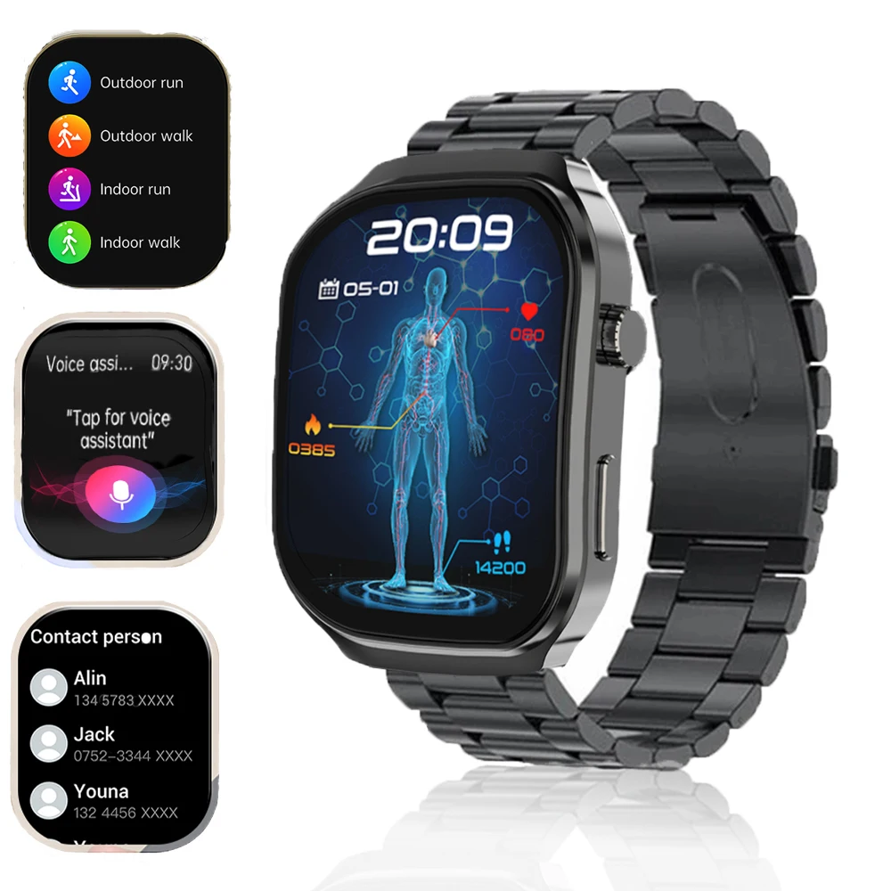 2024 New Smart Watch Heart rate  blood oxygen monitoring BT Call Flashlight Outdoor Sports Track Tracker Men\'s Women Smartwatch