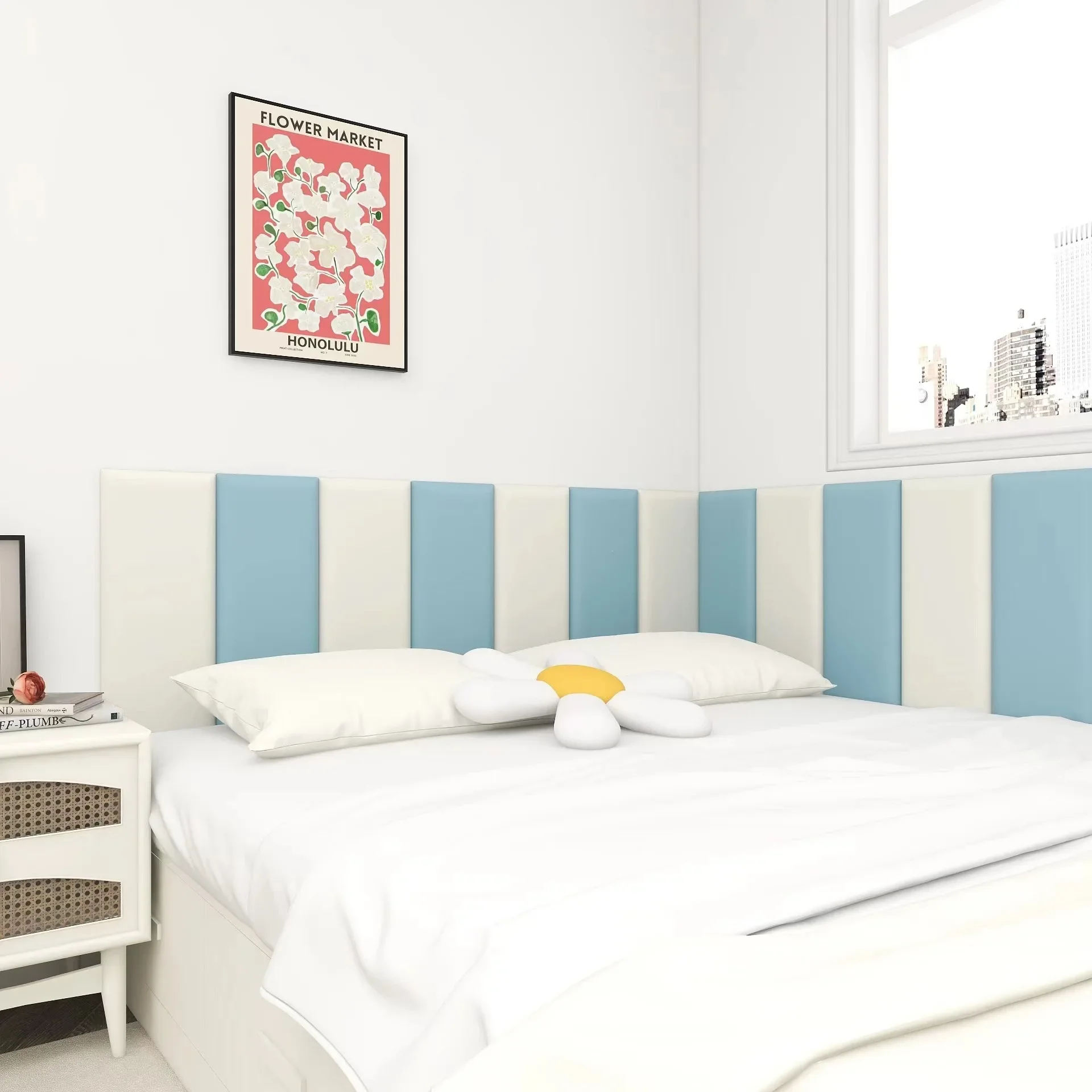 Bed Headboards 3D Wall Stickers Bed Head Board Anti-collision Wall Panels Tete De Lit Cabecero Cama 90 135 150 침대헤드