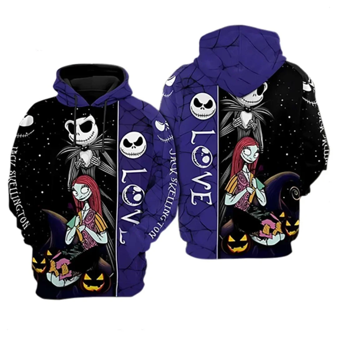 

The Nightmare Before Christmas Jack Skellington 3d Hoodie Men Fashion Sweatshirts Disney Halloween Harajuku Casual Zipper Hoodie