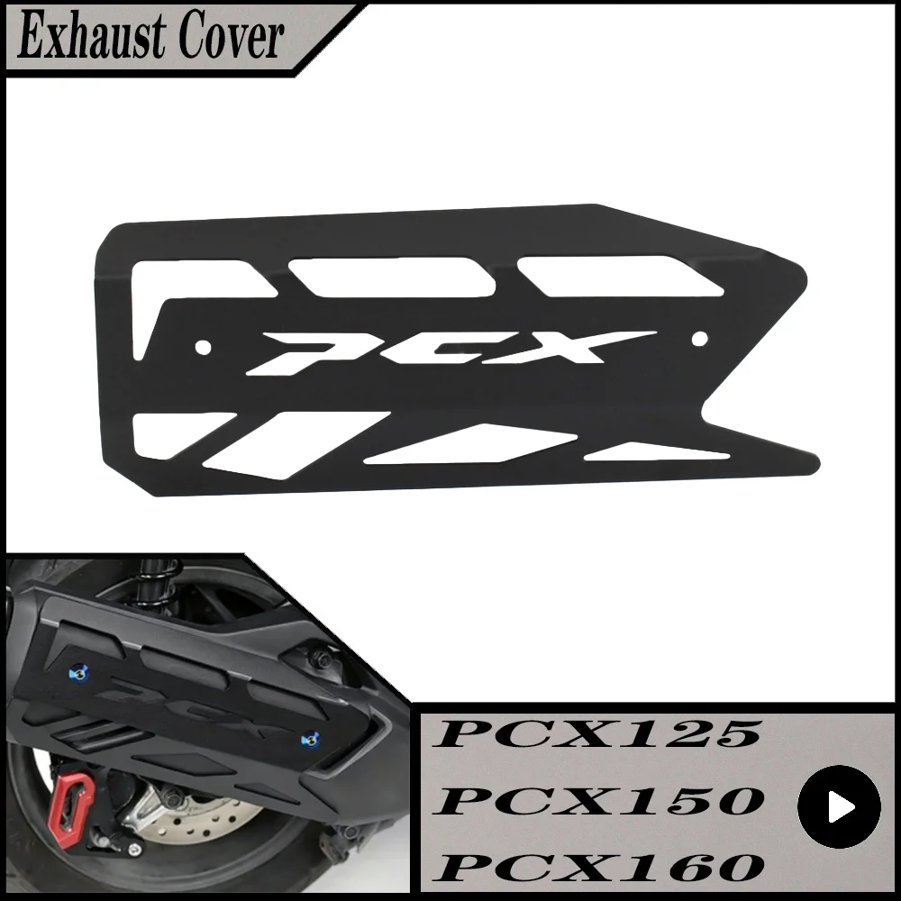 

For Honda PCX125 PCX150 PCX160 PCX 125 150 160 2021-2026 Motorcycle Exhaust Cover Guard Protector Aluminum Black Kit