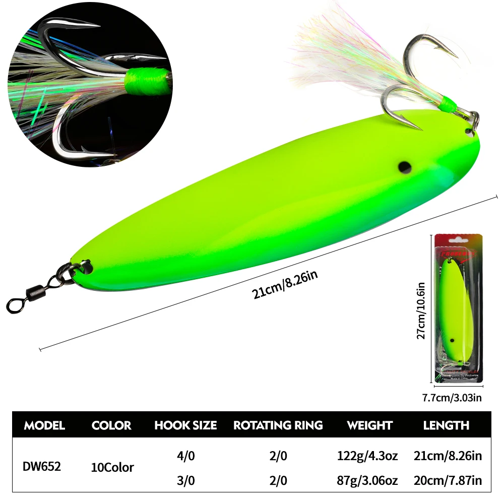 Proberos Vertical Jigging Lure 1PC Künstlicher, realistischer 3D-Fischaugen-Köder aus hartem Metall in Löffelform für die Fischerei auf Meerbarsch und Wels – Detail 3