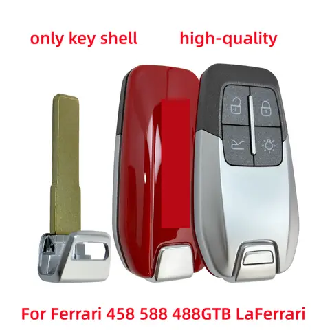 Yedek Yüksek Kaliteli 4 Düğmeli Akıllı Uzaktan Kumanda Anahtar Kabı CS094004, 2014-2020 Ferrari 458 588 488GTB LaFerrari İçin Bıçaklı