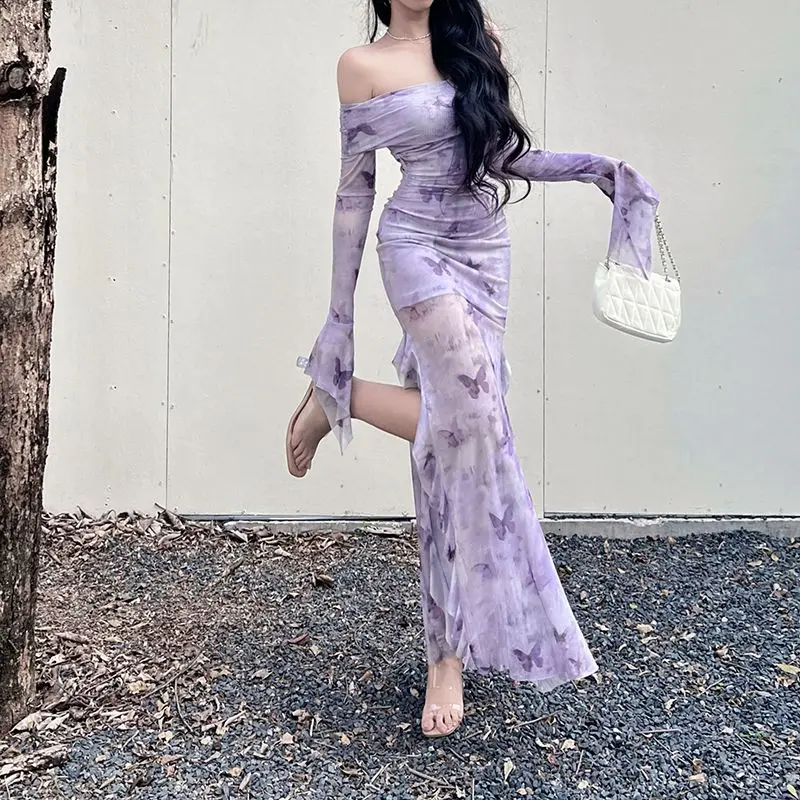 Robes à manches longues pour femmes, robe de soirée de mariage, printemps, rubans en Satin appliqués, volants, taille basse, Style français plissé