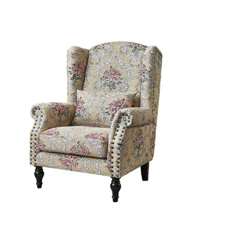 American fabric tiger chair single chair French retro living room leisure chair bedroom high back