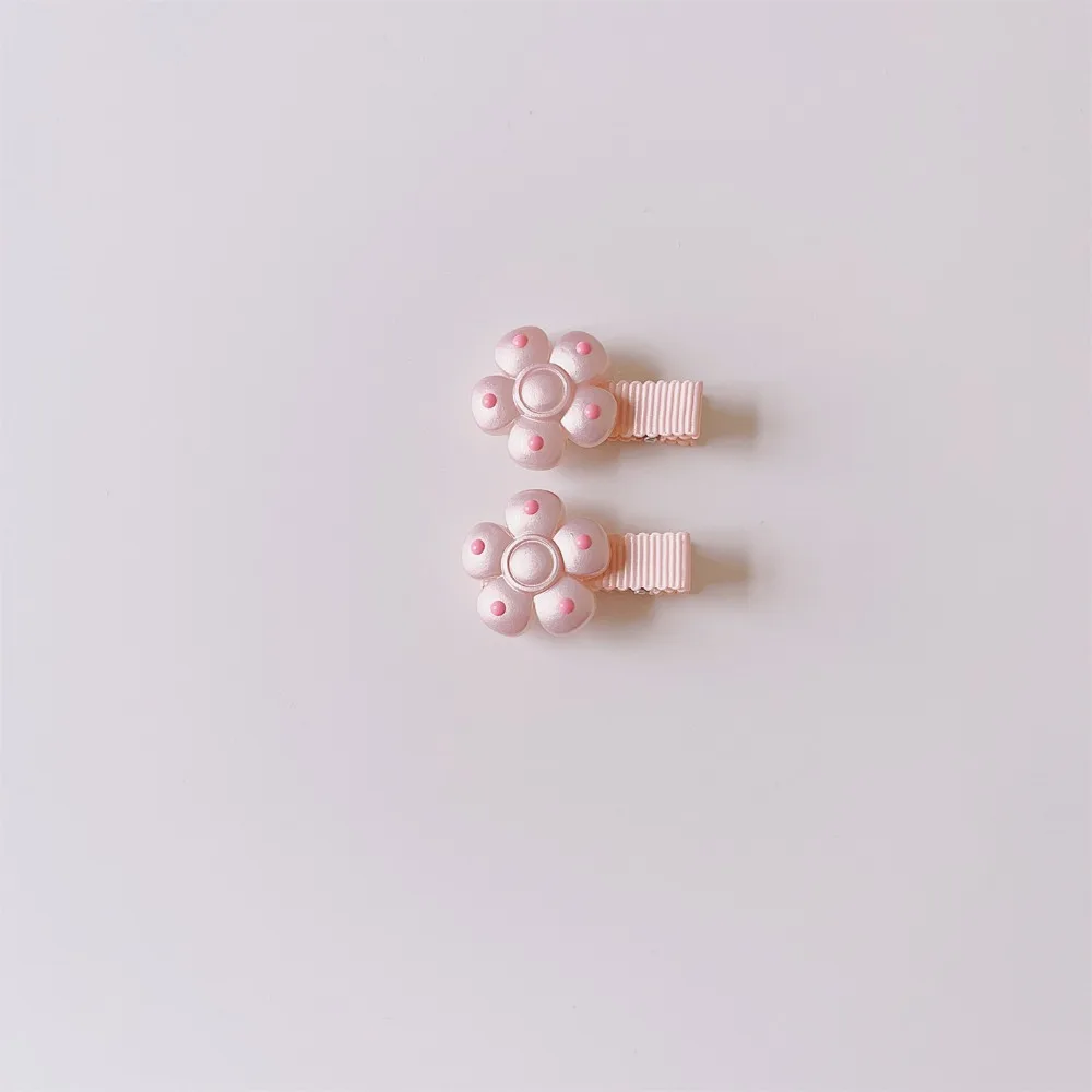 

Pair Korean Style Pink Back To School Hair Clips for Baby Girls Toddler Soft Fabric Covered Barrettes Flat Clips Accessories Pin