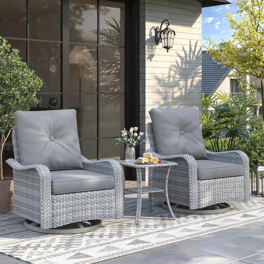 2-Seat Modern Patio Furniture Set for Outdoor Conversation Modular Sectional: Dual-Strand Wicker Rattan, Rust-Resistant Steel F