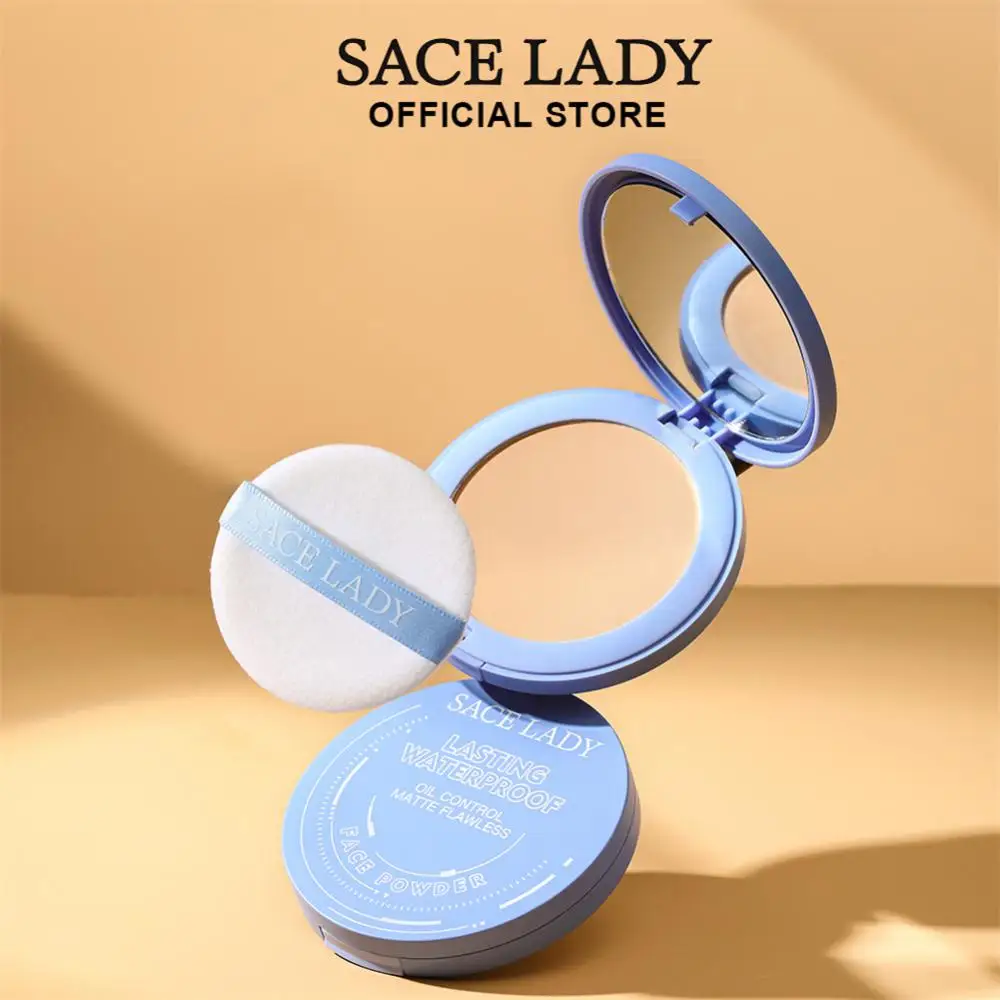 SACE LADY Face Setting Powder Full Coverage Cushion Pressed Powder Long Lasting Waterproof Concealer Makeup Cosmetics Make Up