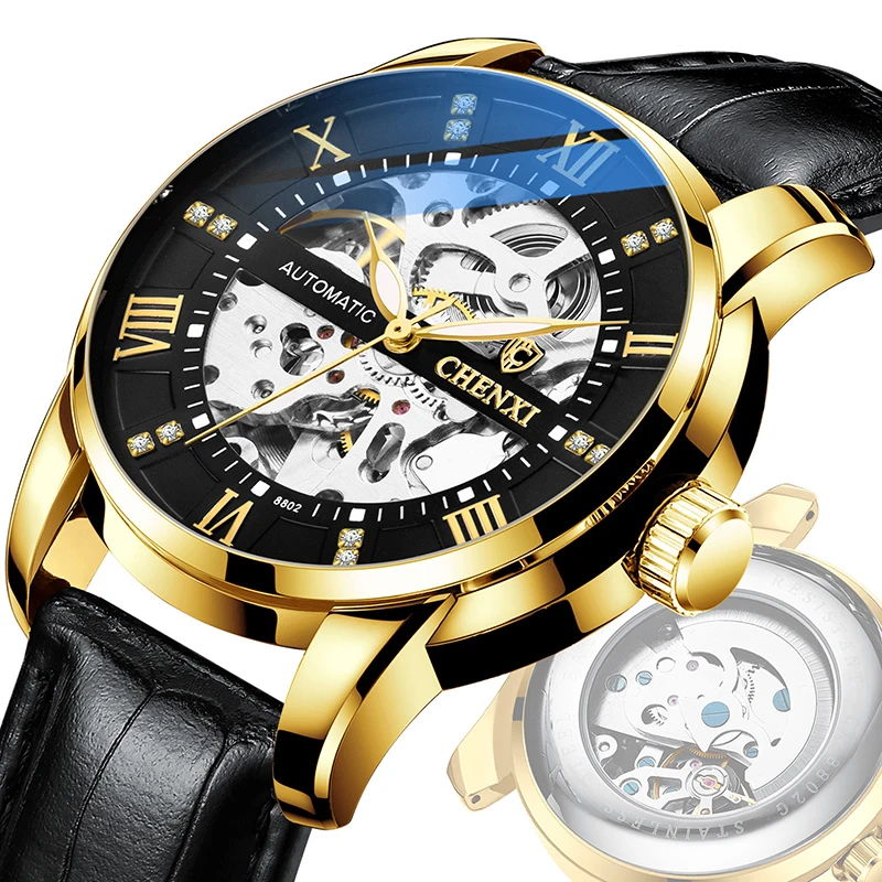 นาฬิกาข้อมือสำหรับผู้ชายเป็นทางการสุดหรูนาฬิกาสแตนเลสกันน้ำ Hollow Out Tourbillon อัตโนมัตินาฬิกาข้อมือกีฬานาฬิกา
