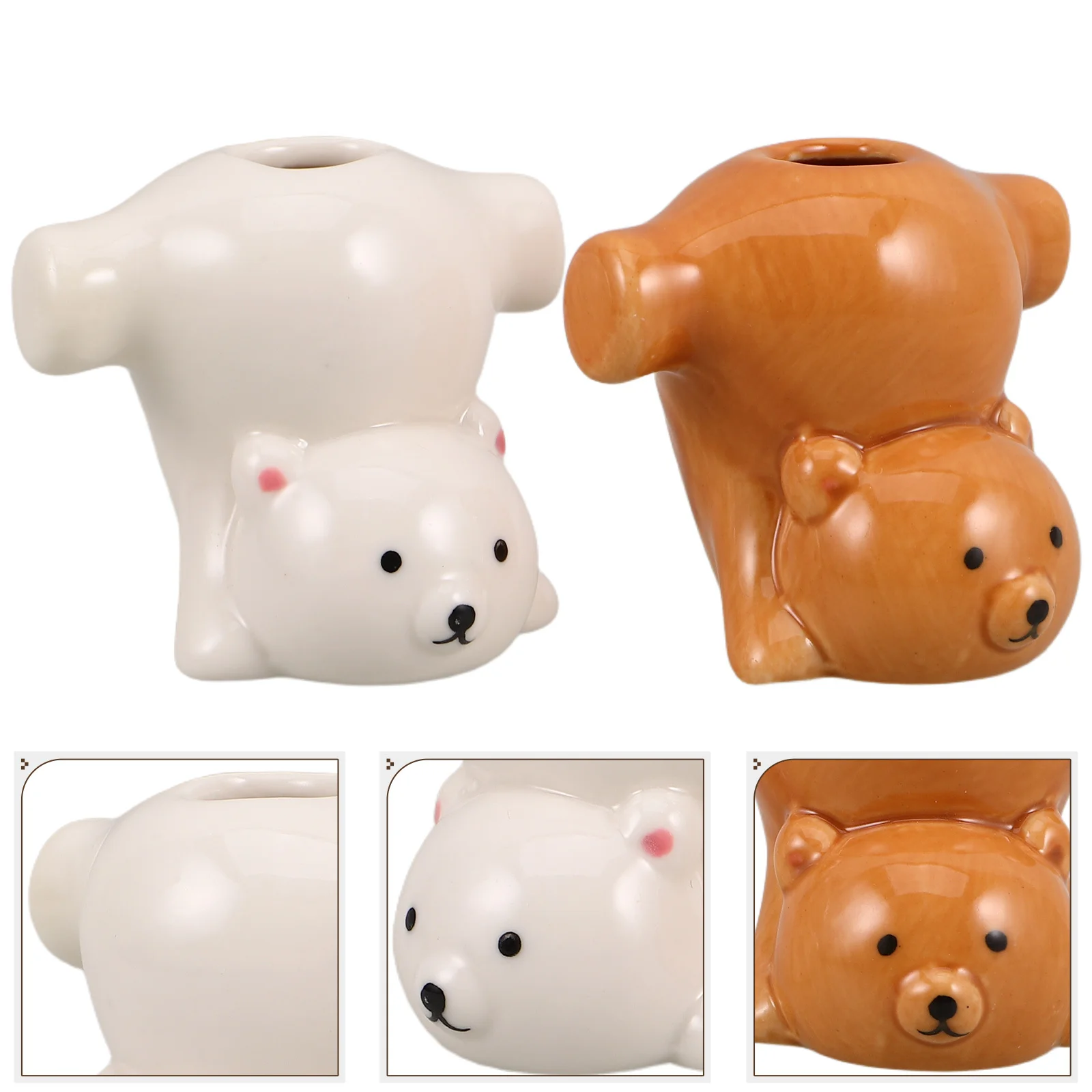

2Pcs Cartoon Animal Toothbrush Holder Cute Bathroom Organizer Toothpick Stand Bear Storage Jar Toothbrush Holder for
