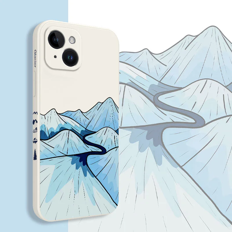 Glacier Branch Phone Case For iPhone 16 15 14 13 12 11 X XR XS 8 7 6 6S Plus Pro Max Mini Silicone Cover