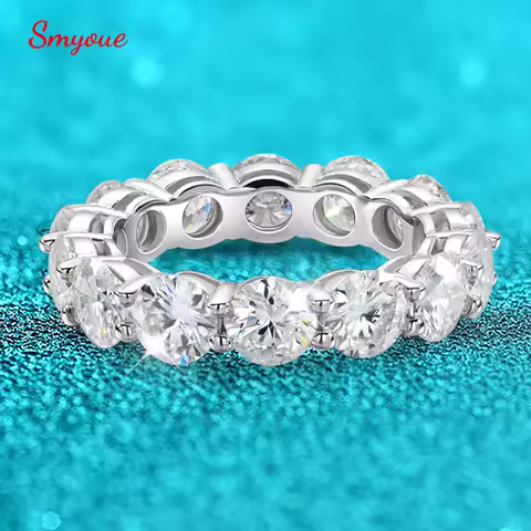 Smyoue 7ct 5mm Full Moissanite Ring for Women Men Sparkling Round Cut Full Enternity Diamond Band Wedding S925 Sterling Silver