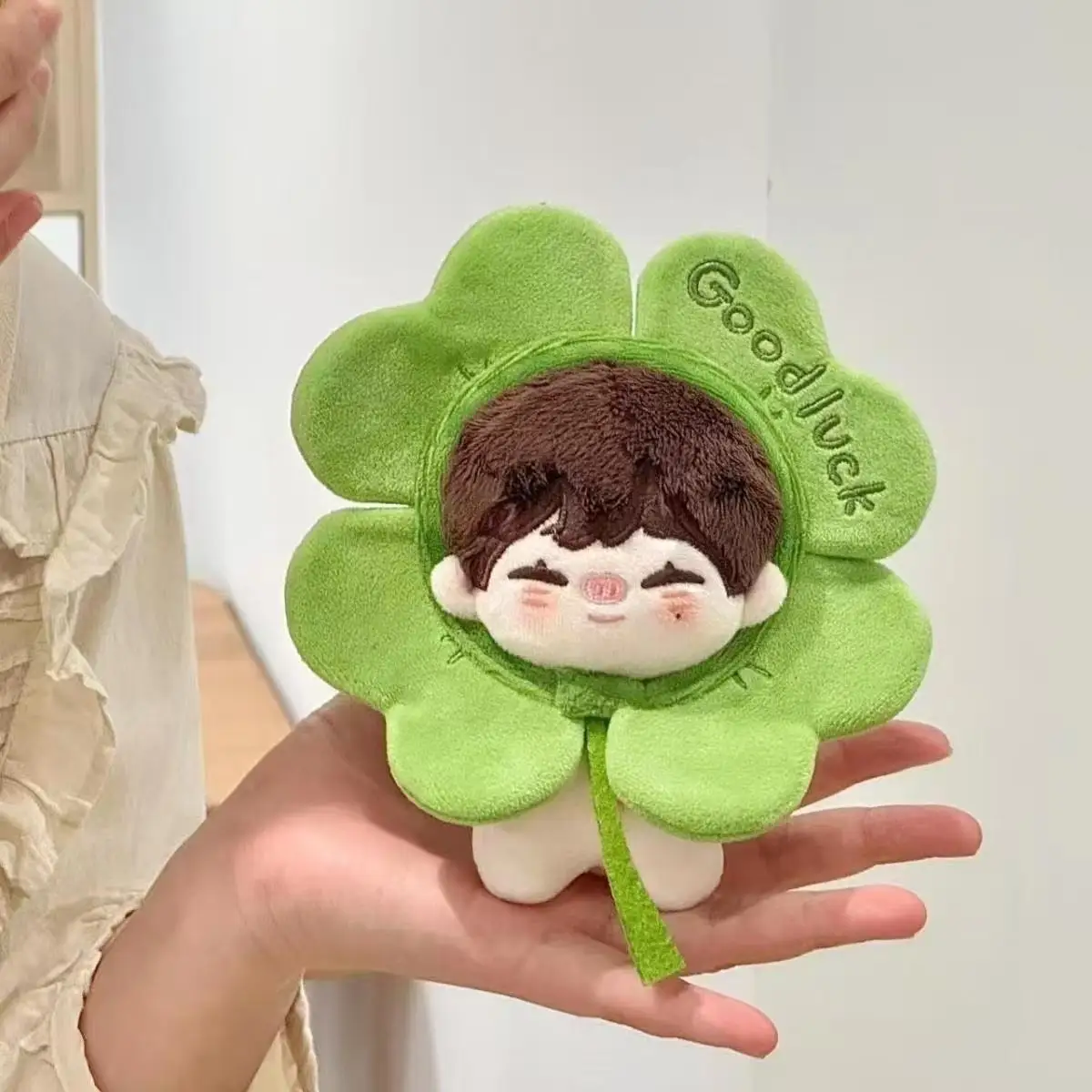 

Cute 10cm Cotton Doll Clothes Four Leaf Clover Headwear 10cm Plush Idol Doll Clothes Dress Up Doll Accessories