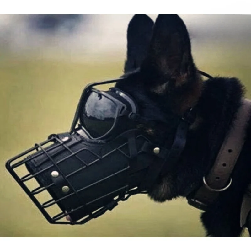 Tactical Cage Black Steel Horse Dog Doberman Medium and Large Training Supplies Dog Mouth Cover Anti-bite Actual Battle Dog Mask