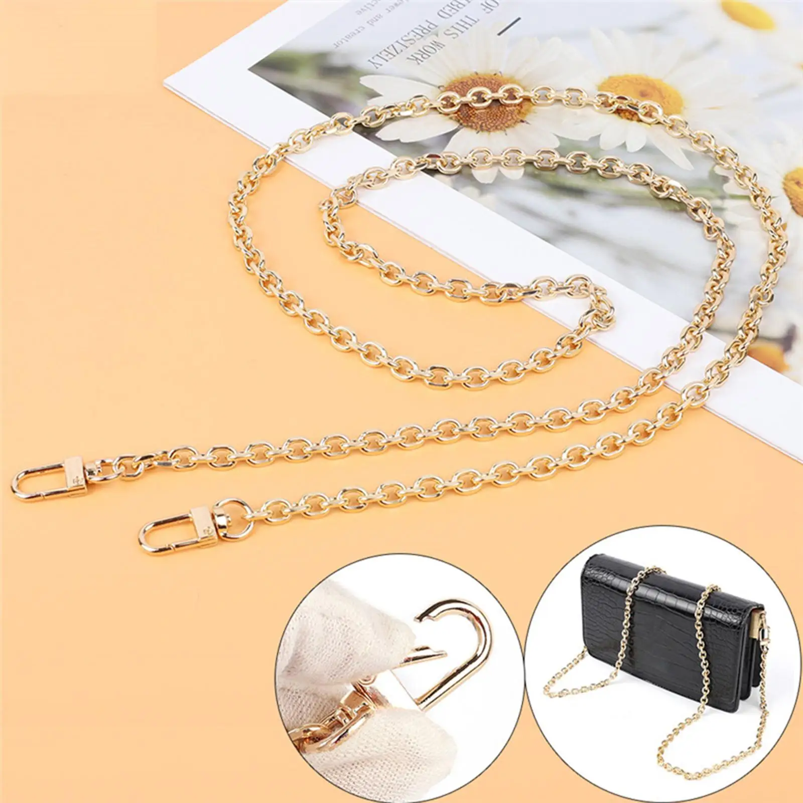 Woman Shoulder Bag Chains Replacement Interchangeable Cross Body Bags Purse Straps w/ Metal Buckles Versatile