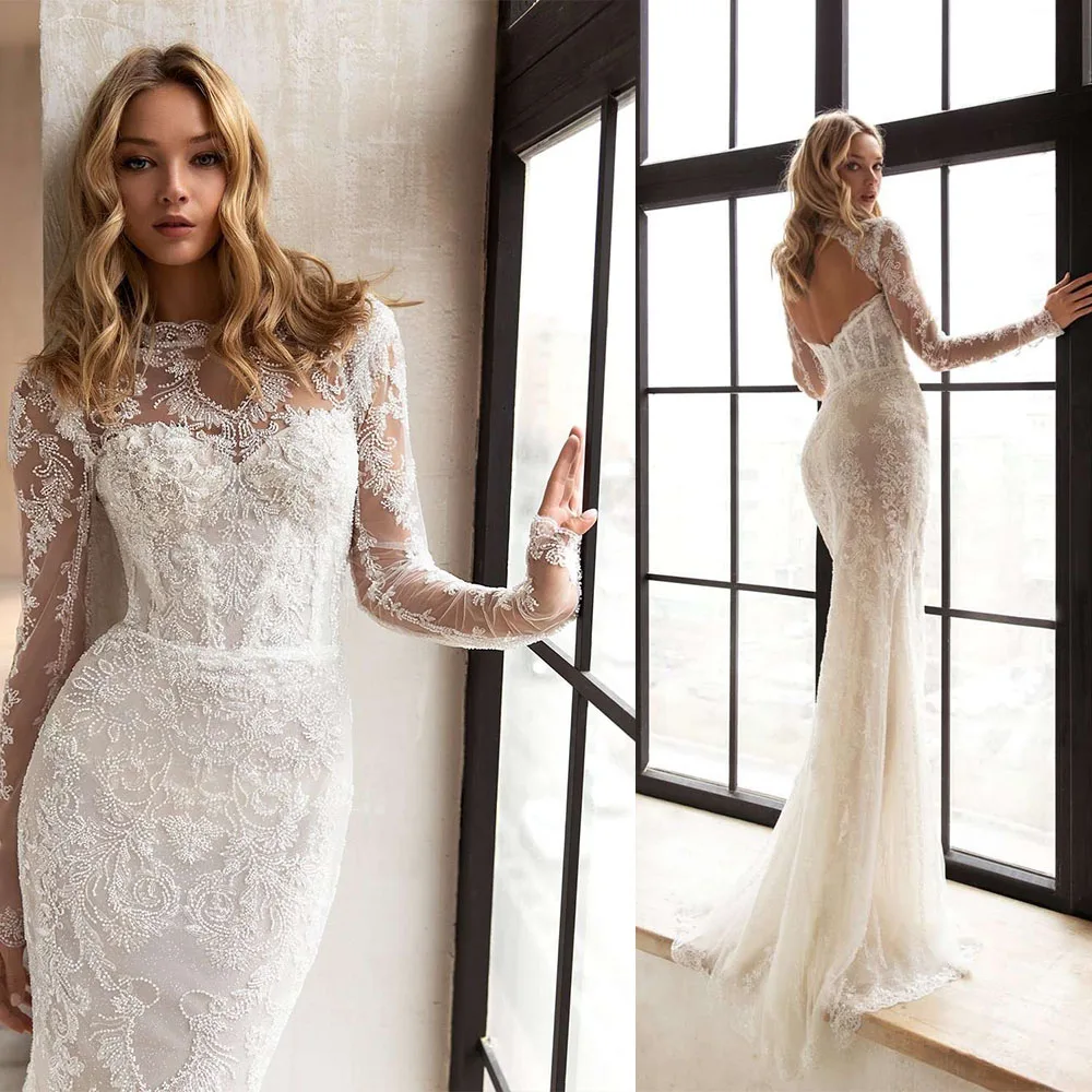 

Изящные свадебные платья, кружевные свадебные платья с аппликацией и съемным шлейфом, платье русалки на заказ, Vestidos De Novia