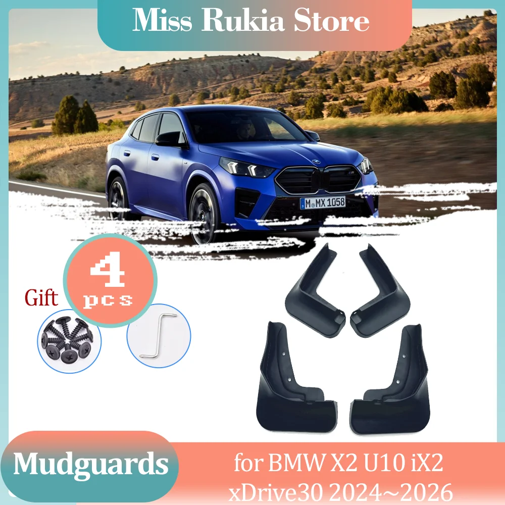 

Car Mud Flaps for BMW X2 U10 iX2 xDrive30 2024~2026 2025 Mudguards Splash Guard Front Rear Part Fender Flare Cover Accessories