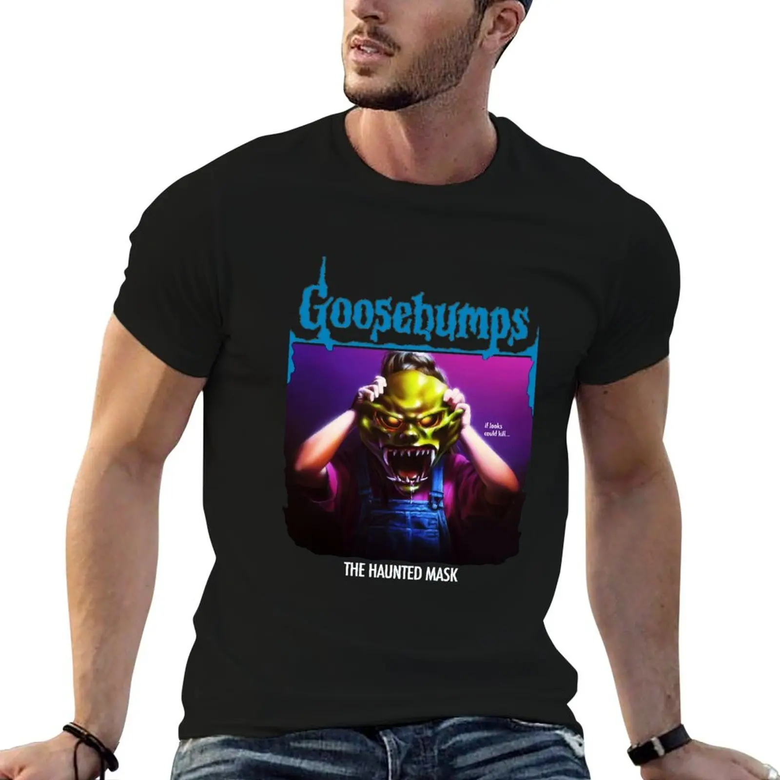 Retro Goosebumps MaskGirl Who Loves T-Shirt customs design your own oversize t-shirts man mens designer clothes