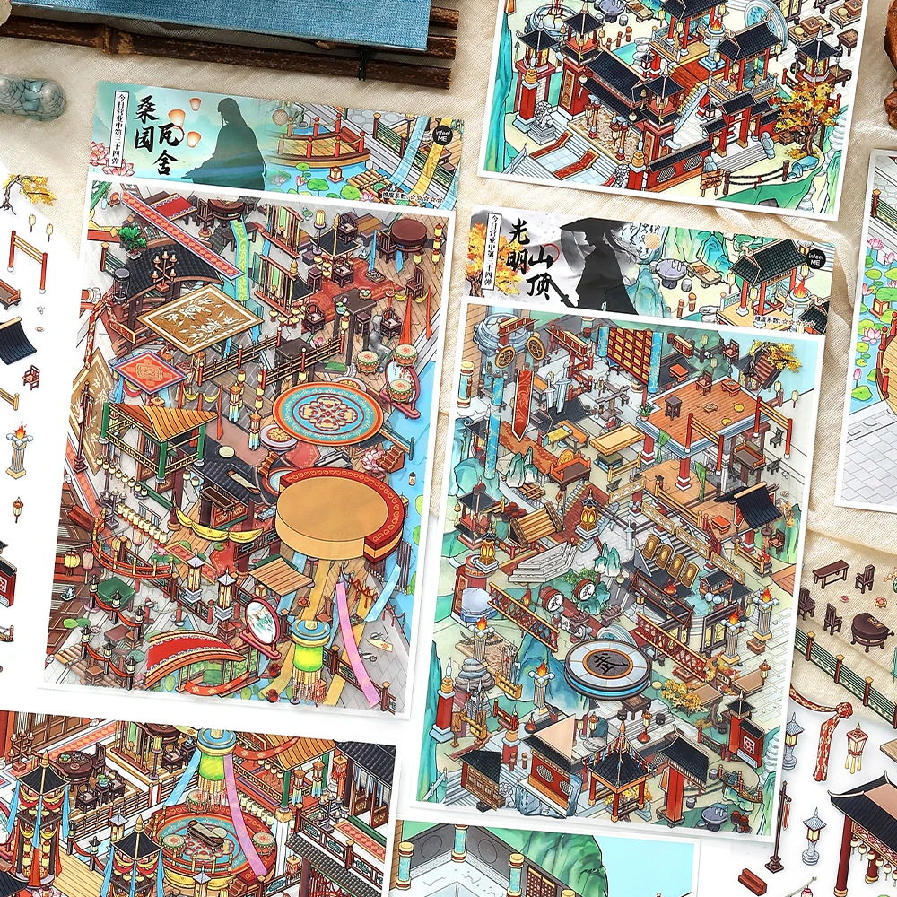 Kawaii Guangming piek 3D Sang Yuan Wa ze landschap sticker DIY Pocket Cabin scène festival cadeau ﻿