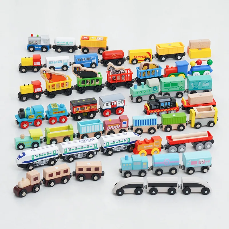 

Wooden Magnetic Inertia Sliding Hand Push Simulation Cute Models Car,Compatible With Wooden Track Small Train Children Toys,W07