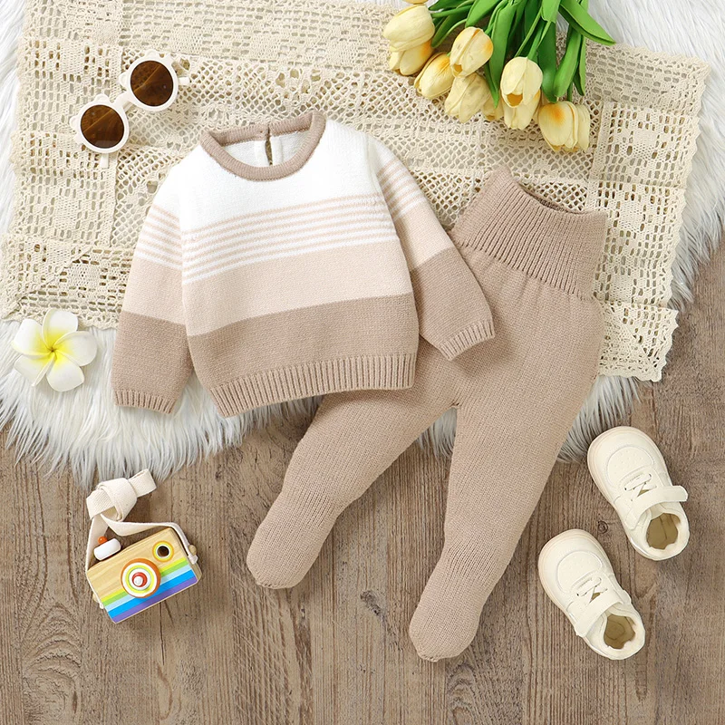 

Autumn Baby Boy Girl Clothes Sets 1-3Y Spring Winter Newborn Infant Long Sleeve Knit Sweaters Jumpers+Pants Tracksuits 2pcs Wear