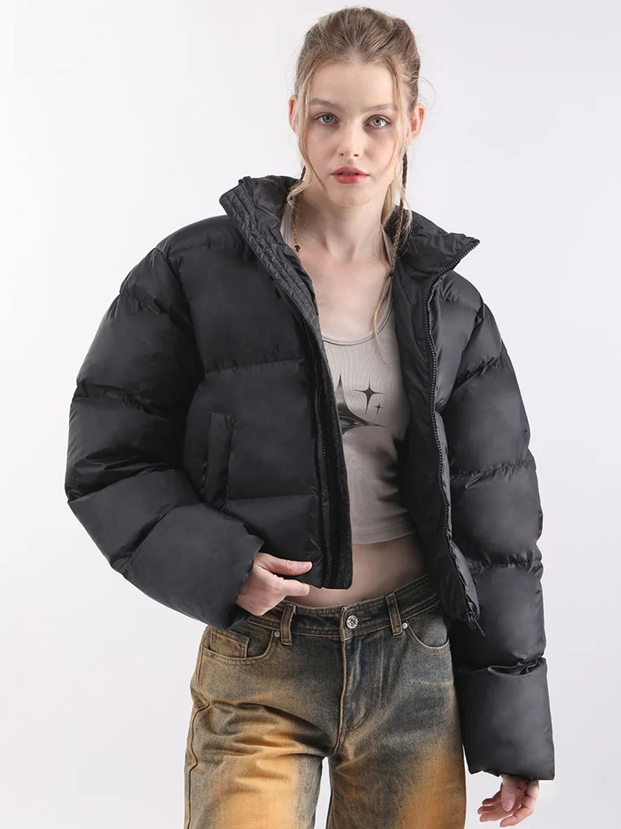 White Du Down Ort Puffer Jaet Thiened Bread Sle Stehkragen Damen Wintermantel Sli Vielseitige flauschige Oberbekleidung