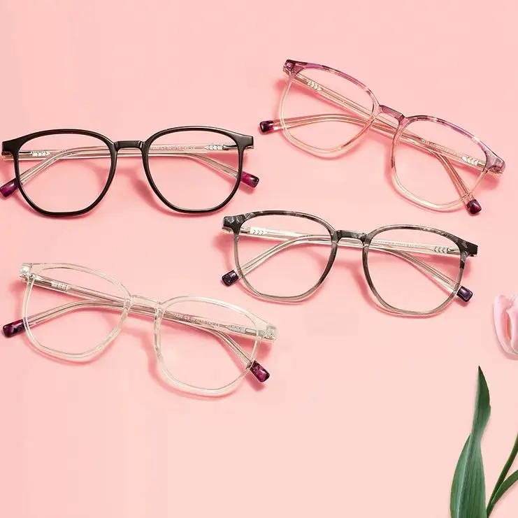 

Men And Women TR Square Glasses Frames And Acetate Temple With Spring Hinge For Prescription lenses