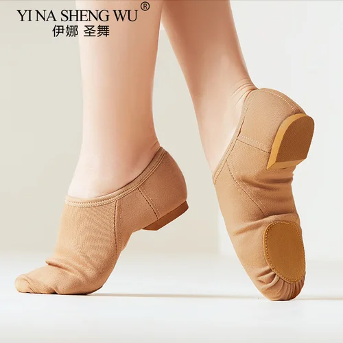 Zapatos de Jazz para mujer, zapatos de baile de Ballet, tela elástica, suela blanda, zapatos de entrenamiento para interiores, zapatos de práctica de Yoga y danza clásica para adultos