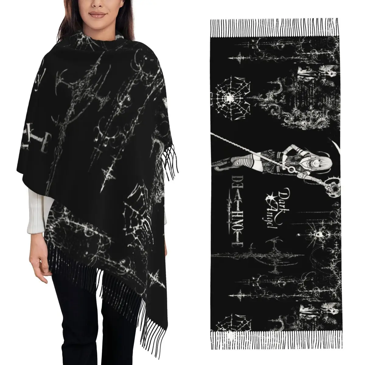 Misa Amane Death Note Anime Scarf Tassel Scarves for Women Soft Warm Shawls and Wraps Large Fall Winter Shawl Wrap