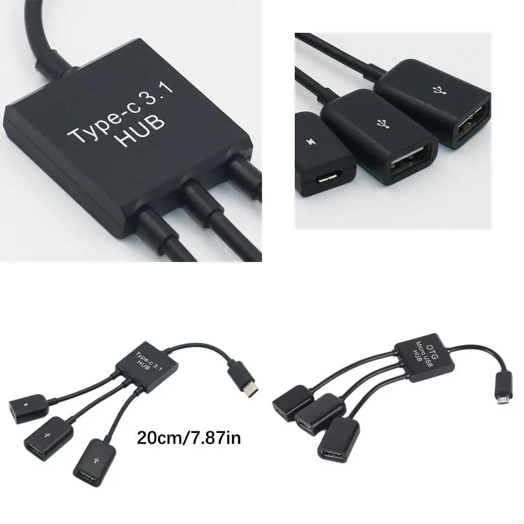  Thin Type C Extension Hub PVC Construction Adapters Cable Perfect for Professional Phones Tablets and Computers Use