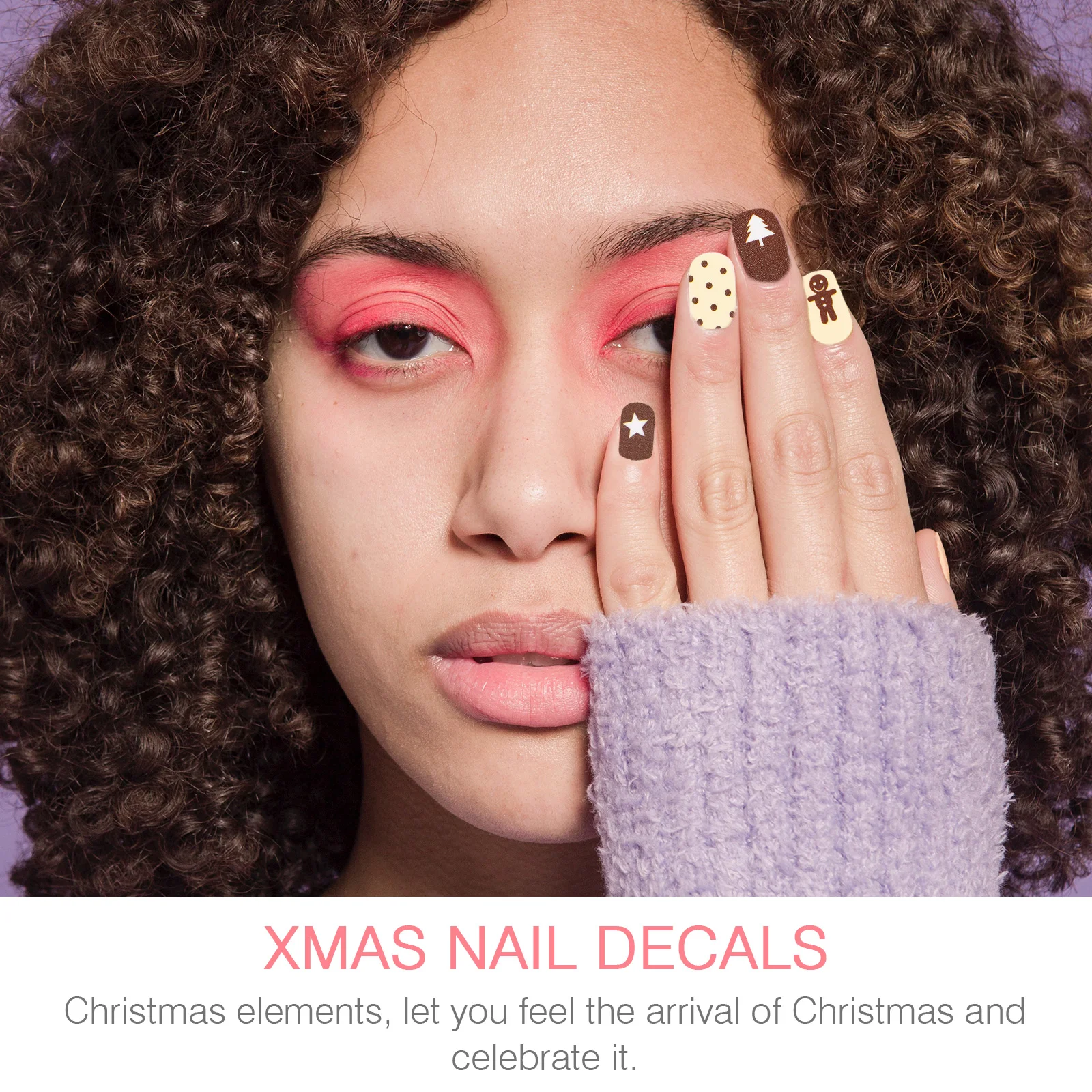 

9pcs Christmas Nail Art Stickers Self-Adhesive Manicure Patches For Women 7 Sizes Fingernail Decors Nail Stickers Safe Material