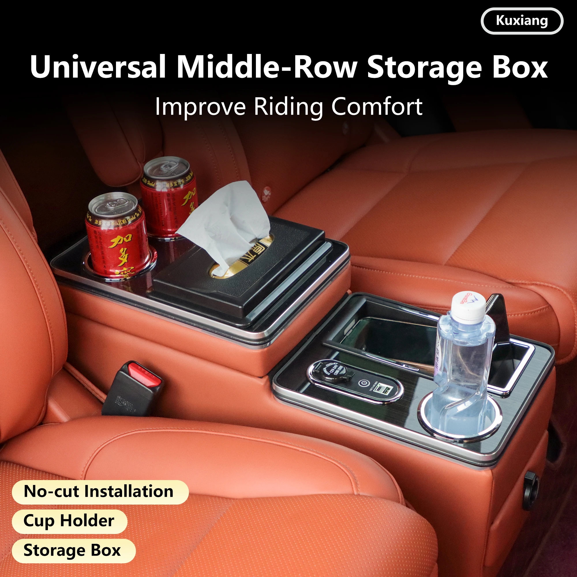 For Universal Car Center Console Armrest Box Storage Apartment Cup Holders Car Armrest Box