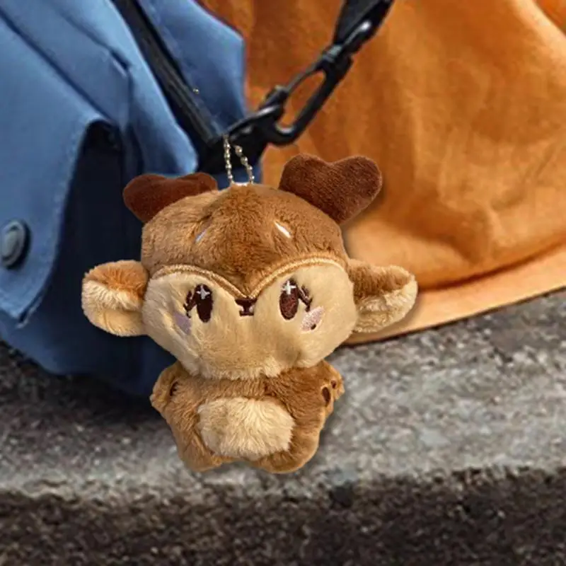 Deer Plush Pendant Animal Doll Pendant Kawaii Plush Toy School Bag Backpack Keychain Pendant Small Doll For Christmas