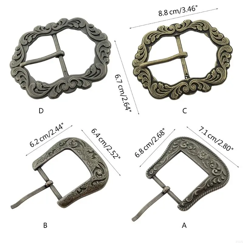 P88B Vintage gemusterte Gürtelschnalle für Männer und Frauen, Taillengürtel, Metallverschluss, Schnalle für Teenager, Jungen,