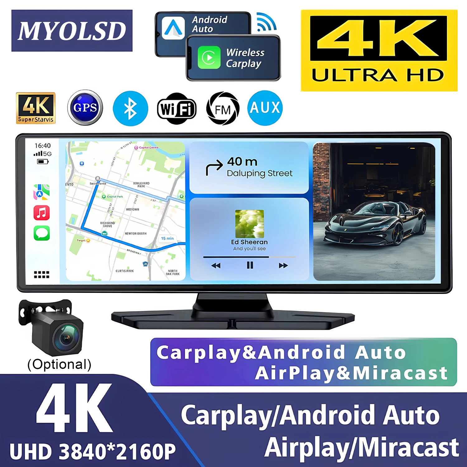 Panoramic Dash Cam 360 - Cámara para Coche de 10.26 Pulgadas