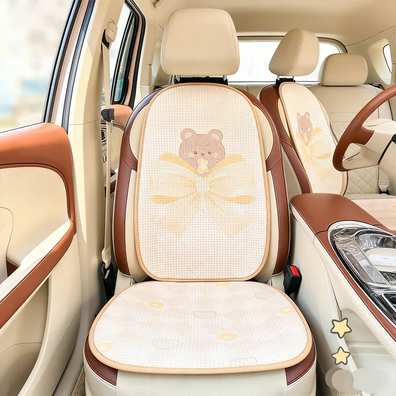 

New Cartoon Cute Bowknot Bear 3D Breathable Mesh Fart Rear Cushion Car Seat Cover Car Interior Ornaments