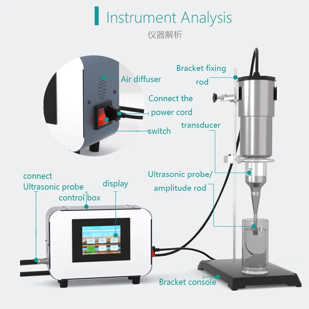 Ultrasonic cell disruptor laboratory plant tissue pulverization, traditional Chinese medicine extraction, cell emulsification