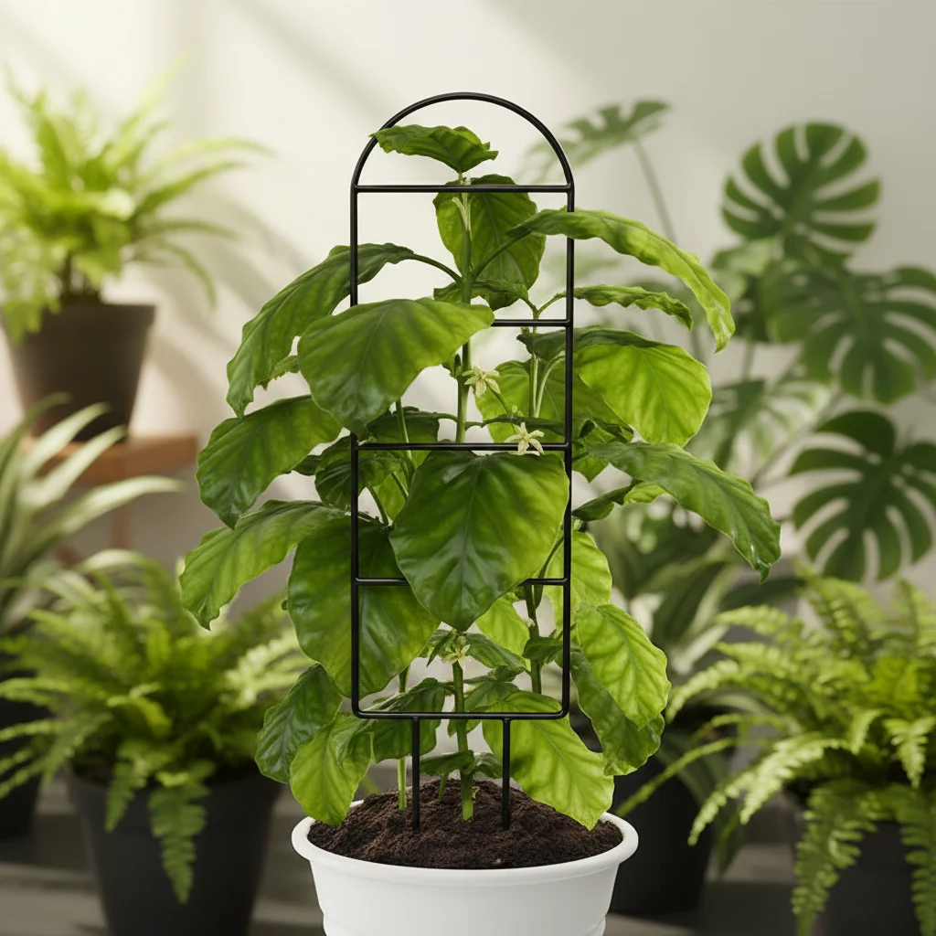 金属製植物サポートスタンド、屋内屋外鉢植え植物用、つる性植物トレリス、葉花アレンジメントホルダー