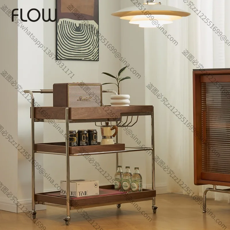 Suitable for Cart Solid Wood Movable Medieval Corner Few Retro Sofa Side Few Living Room Side Cabinet CoffeeTable SmallTable