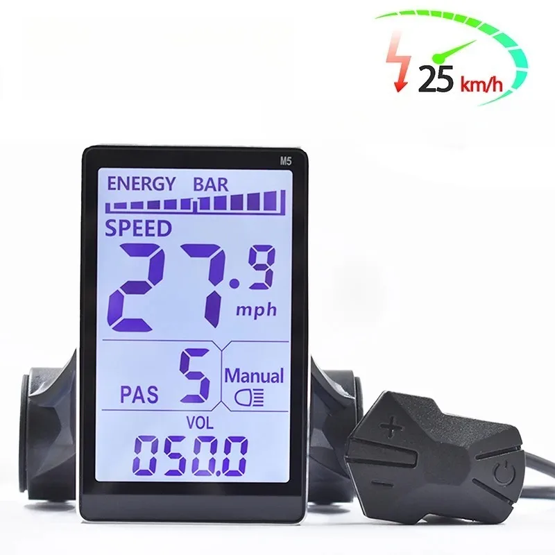 

ЖК-дисплей для электровелосипеда, 5-контактный, 24В 36В 48В 60В, универсальный, для электросамокатов, M5, ЖК-панель для электровелосипедов с диаметром руля 31.8 и 22.2 мм
