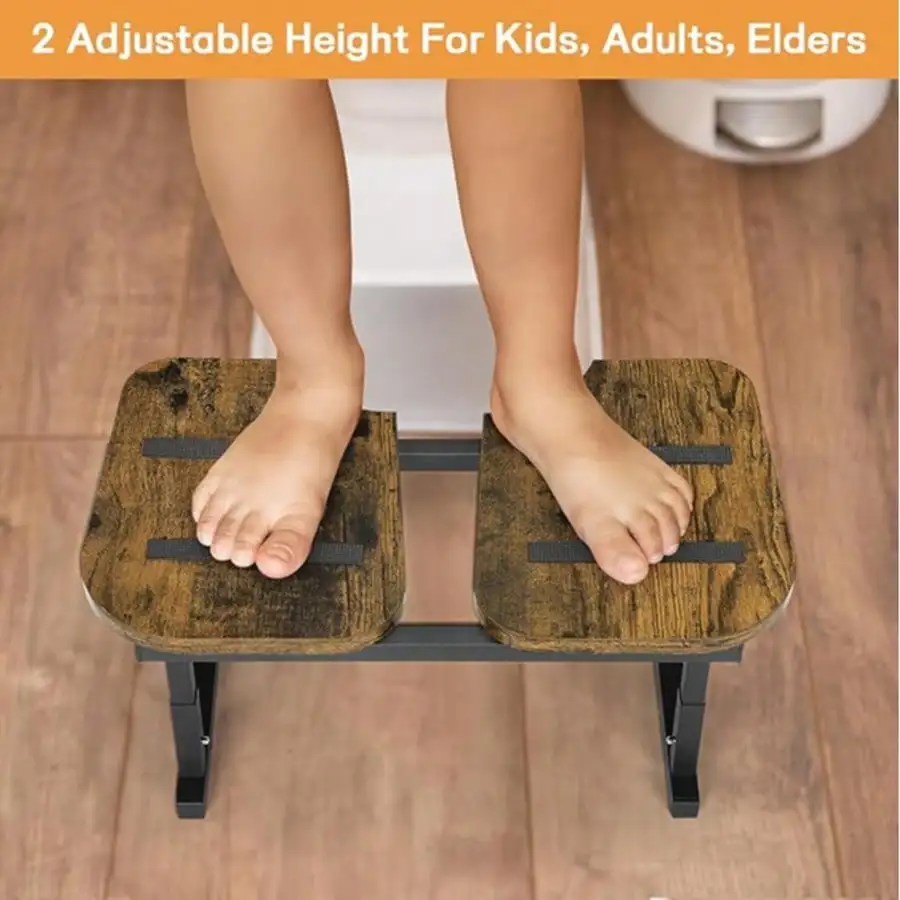 Adult Toilet Stool - Wooden Squatting Posture Stepper For Bathroom, Portable Footstool With Non-Slip Base, Promotes Natural Sitting Position & Toilet Relief, Retro Brown