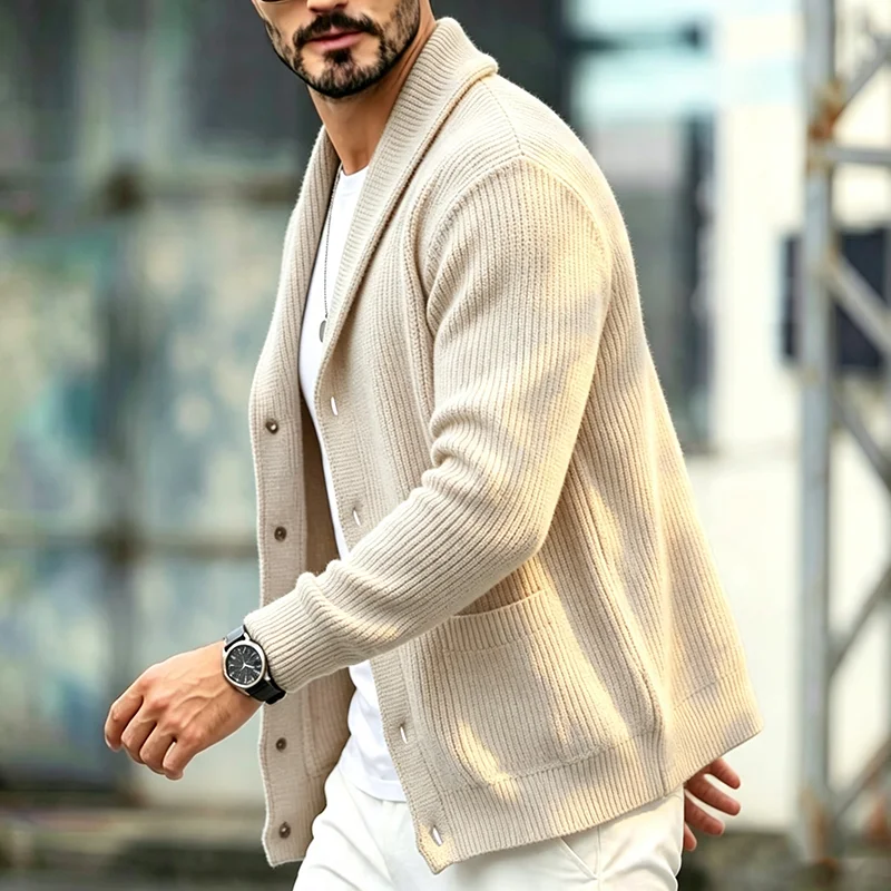Men's Shawl Collar Sweater Sol - Wool Scarf Men ulasan dan harga