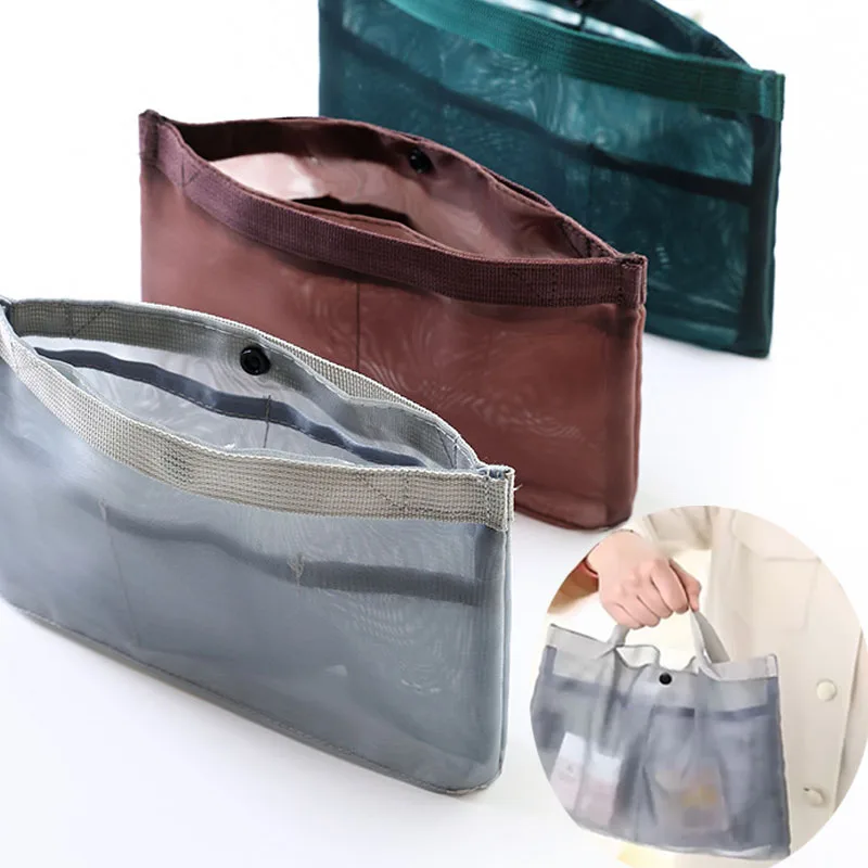 Borsa per inserti organizer Borsa da viaggio in rete di nylon da donna Borsa da viaggio per trucco interno Borsa per cosmetici Borsa da donna Tote Pouch Borsa da donna